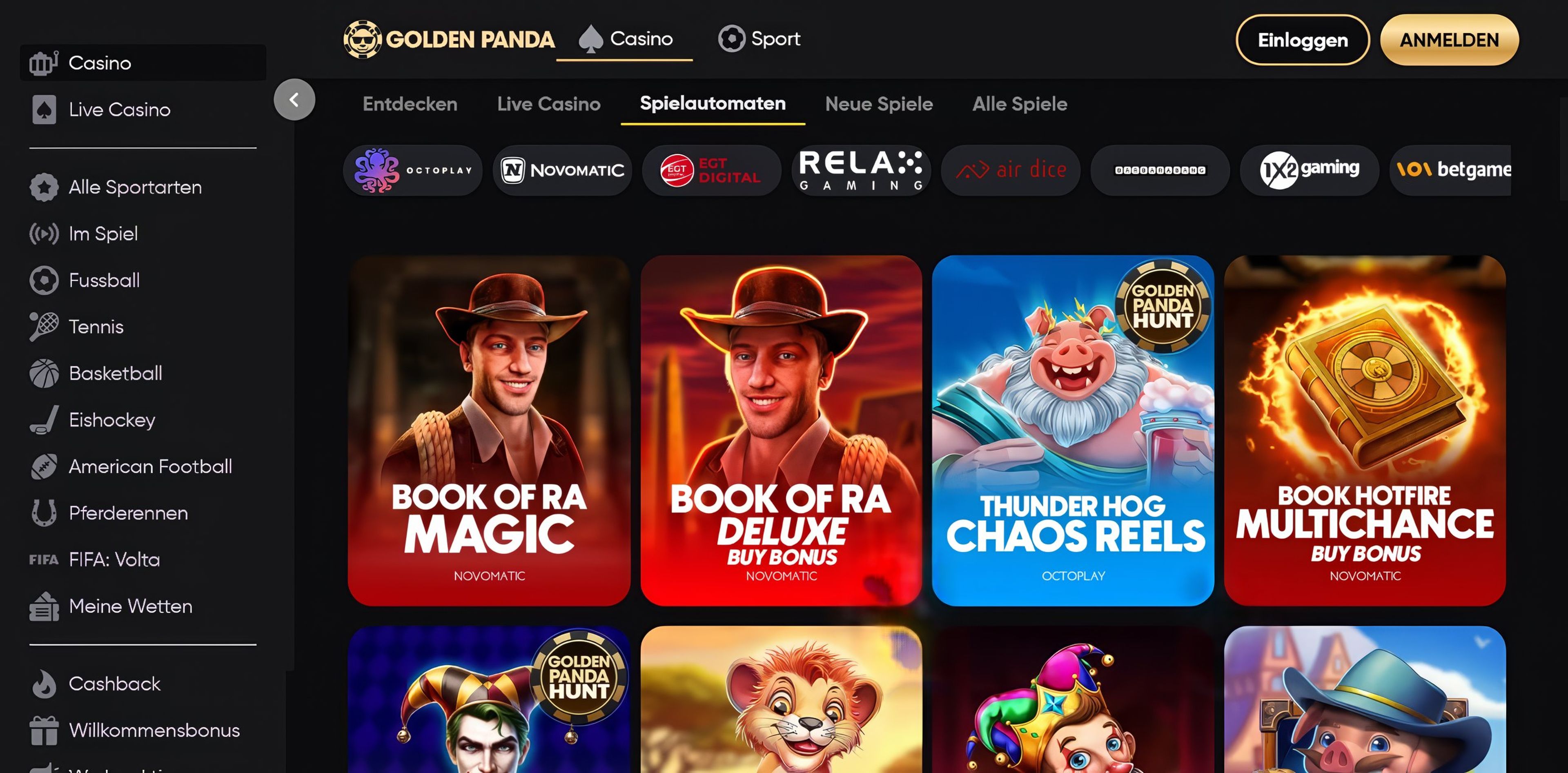 Golden Panda Casino desktop screenshot 2